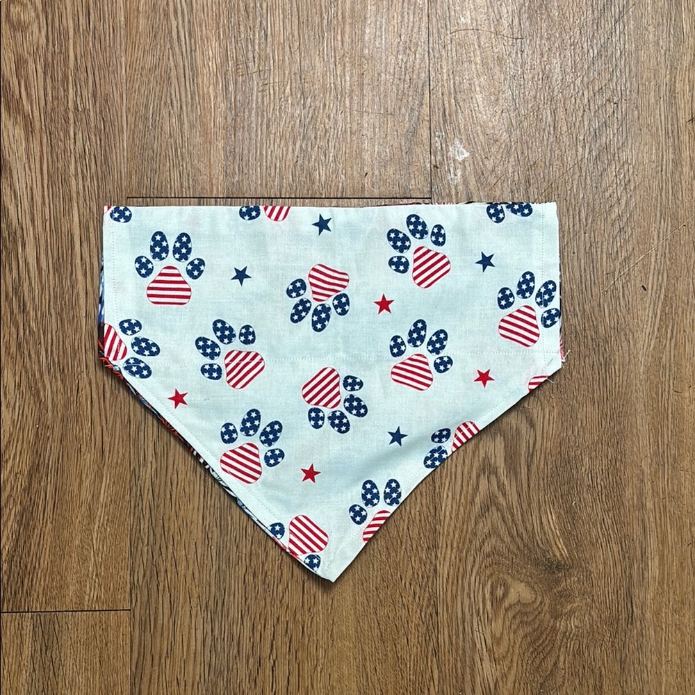 Patriotic Dog Bandana with Paw Print Design